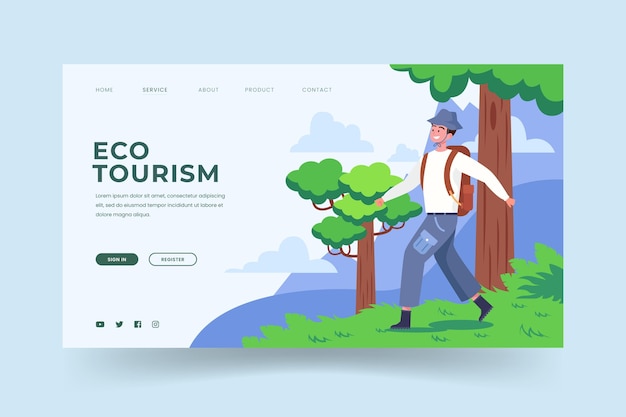 Free vector eco tourism landing page