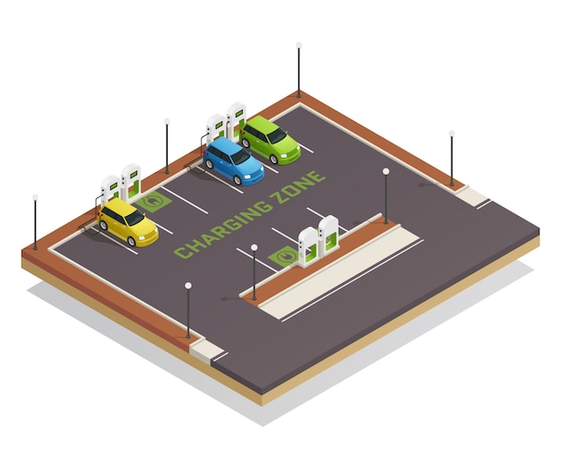 Free Vector ecology isometric electric vehicles charging