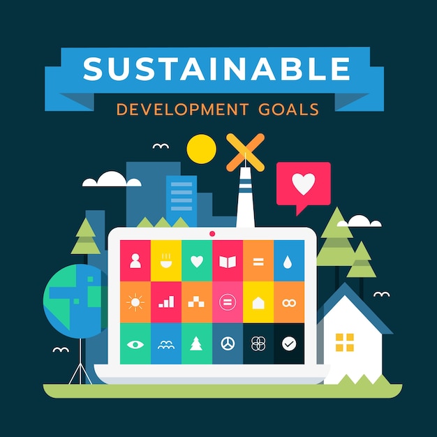 Free Vector ecology and sustainable development flat sdg illustration