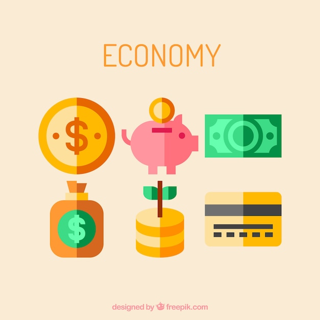 Free Vector economic icons in green and yellow