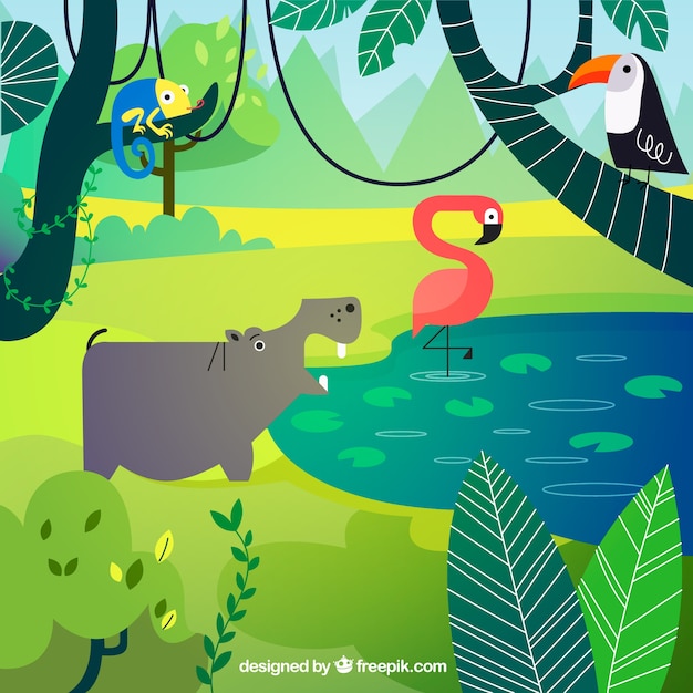 Free Vector ecosystem concept with animals