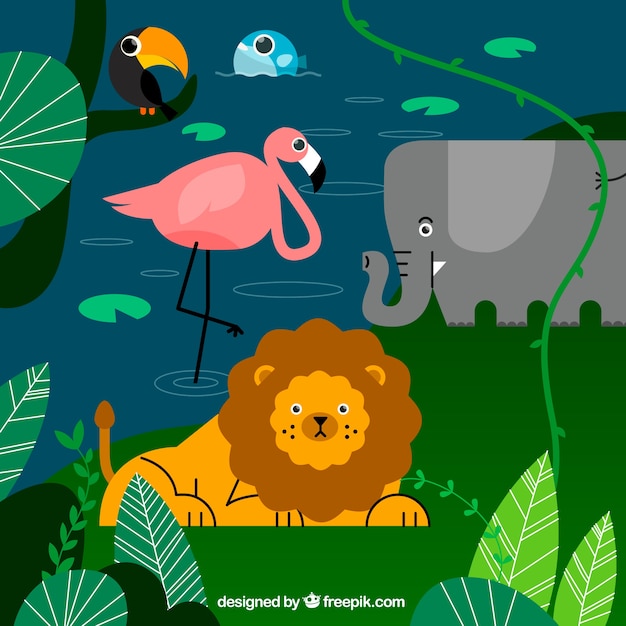 Free Vector ecosystem concept with animals