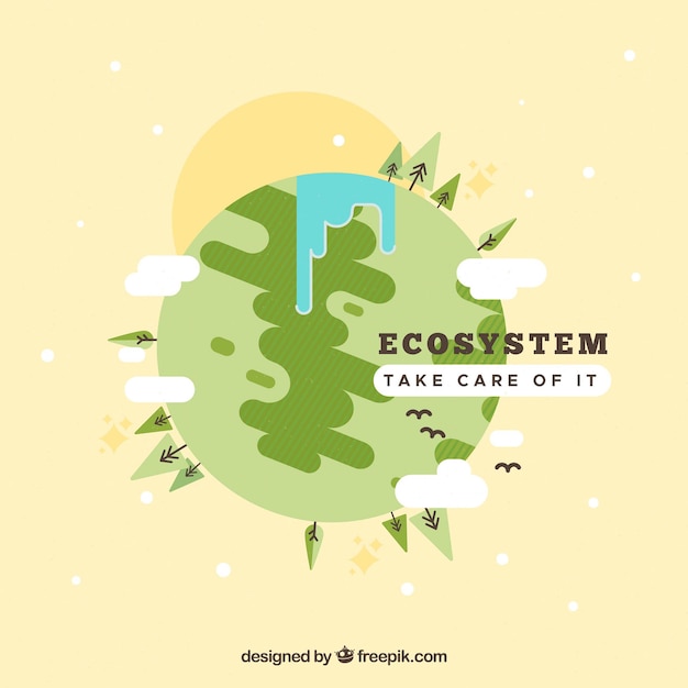 Ecosystem conservation composition with flat design