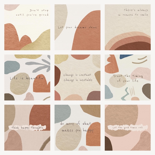 Free Vector editable motivational quote templates earth tone abstract design