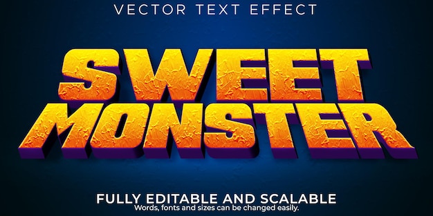 Editable text effect monster 3d cartoon and sweet font style