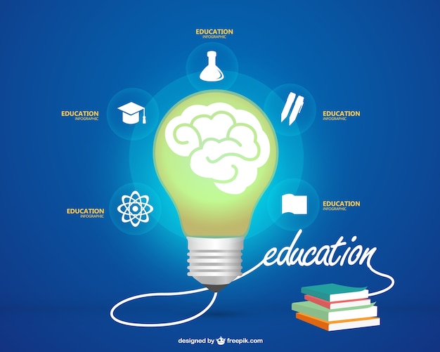 Free Vector education infographic with a light bulb