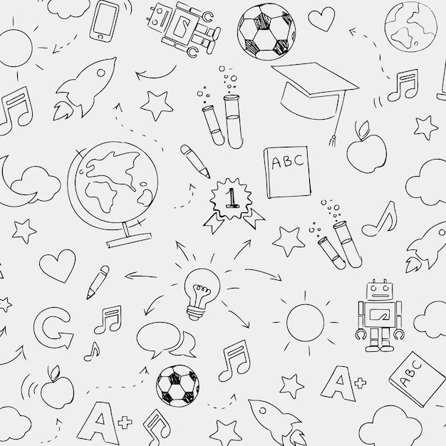 Free vector education pattern background in doodle style