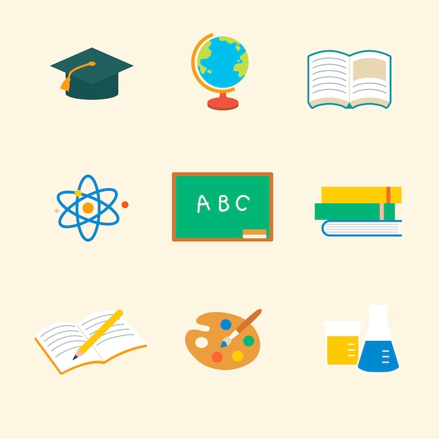 Free vector educational icon vector flat graphic set