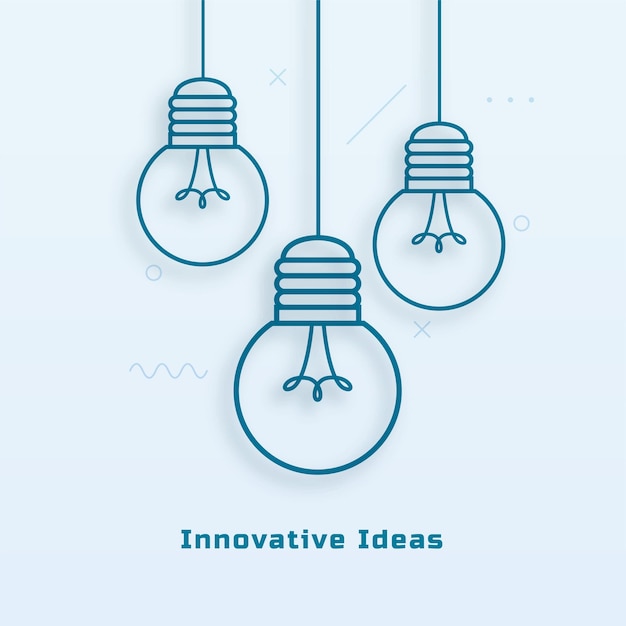 Free Vector effective innovative idea concept with hanging light bulb vector