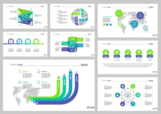 Free Vector eight logistics slide templates set