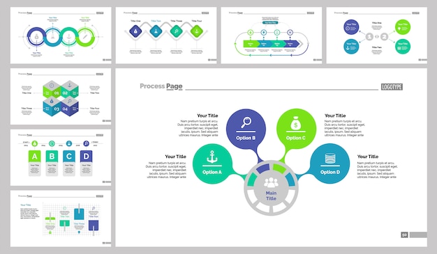 Free Vector eight training slide templates set