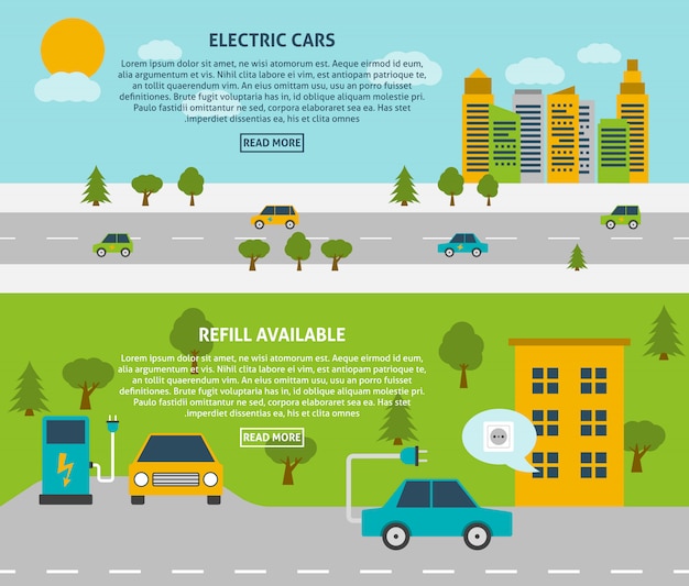 Free Vector electric car banner set 