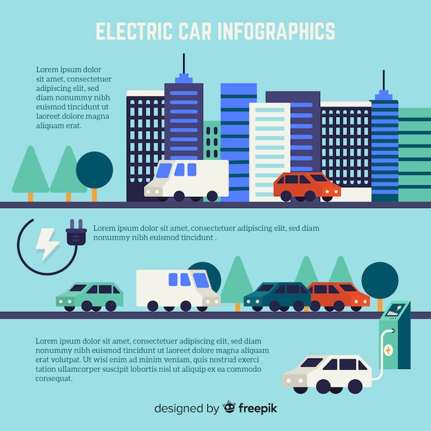 Free Vector electric car infographics