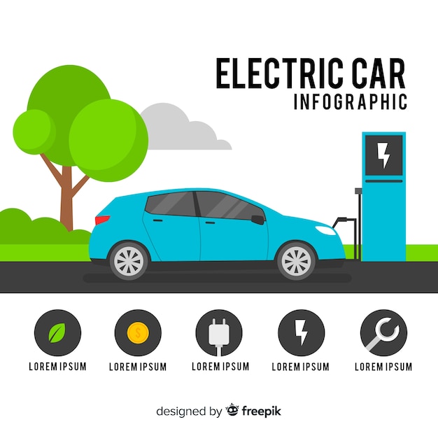 Free Vector electric car infographics