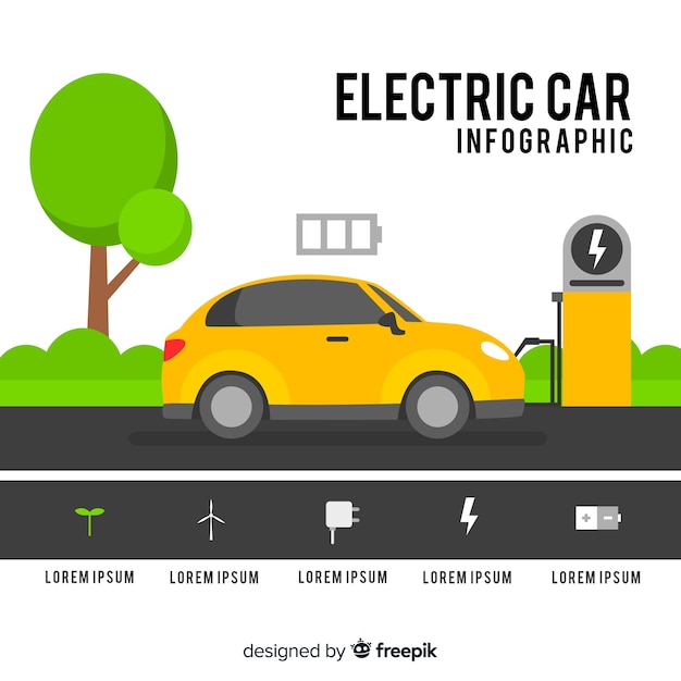 Free Vector electric car infographics