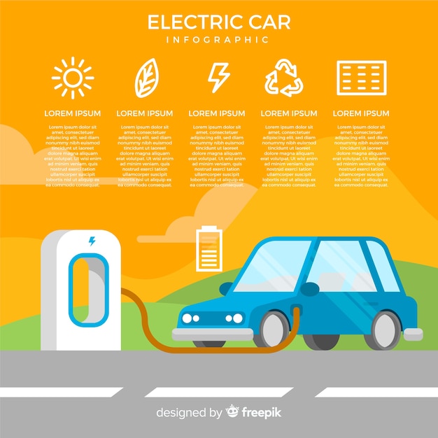 Free Vector electric car infographics