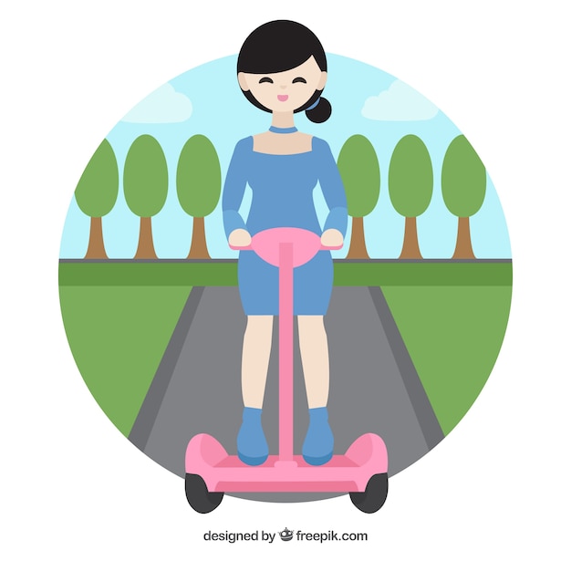 Free Vector electric scooter design with happy girl