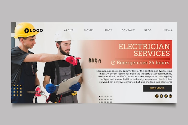 Electrician service landing page