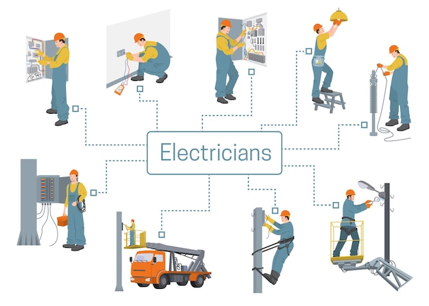 Free Vector electricians infographics illustration