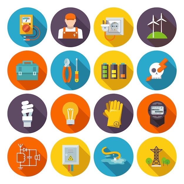 Free Vector electricity icon flat