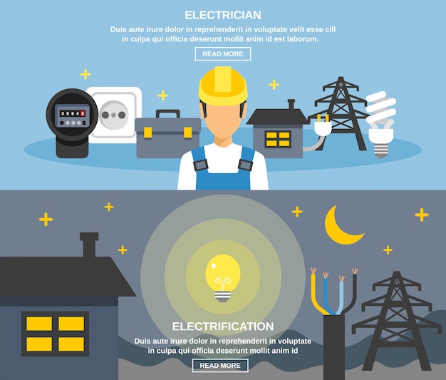 Free vector electricity and power banners set