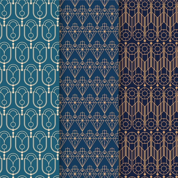 Free vector elegant art deco pattern pack