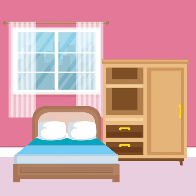 Free Vector elegant bedroom scene classic