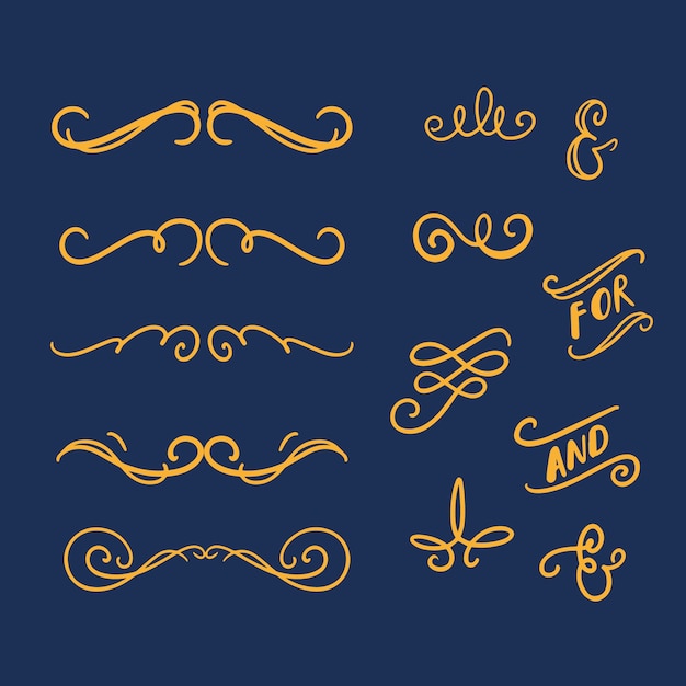 Free vector elegant calligraphic wedding ornaments