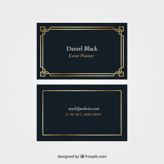 Free Vector elegant corporate card with golden frame