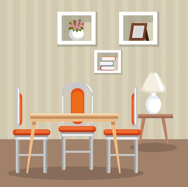 Free Vector elegant dinning room scene