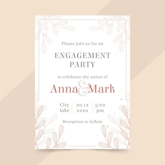 Free vector elegant engagement invitation template