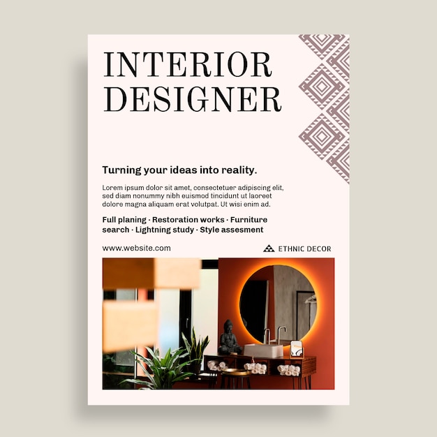 Elegant ethnic interior design flyer