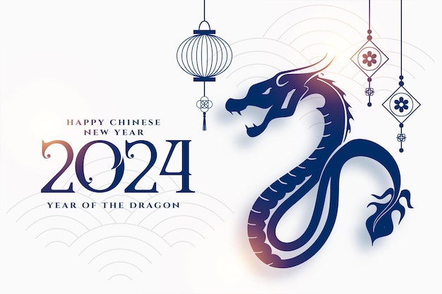 Free Vector elegant happy new year 2024 chinese dragon party eve background