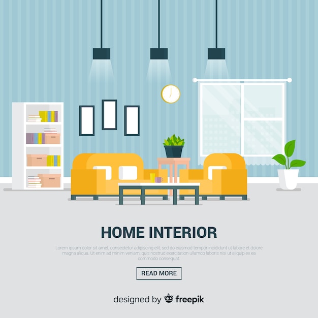 Free Vector elegant home interior with flat design