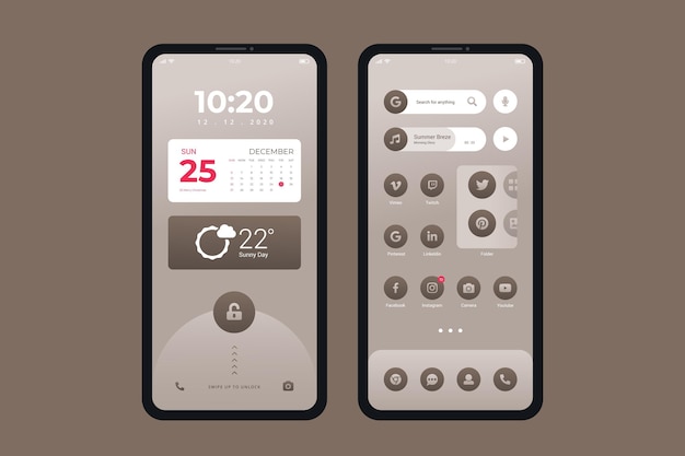 Elegant home screen theme for smartphone