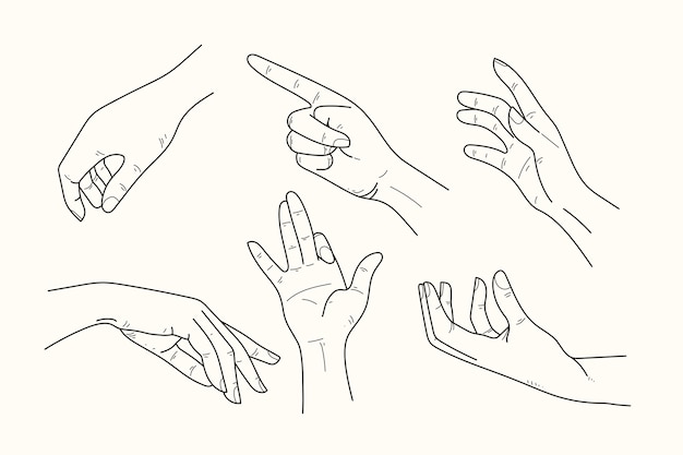 Free vector elegant line art hands stickers