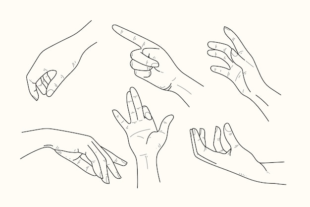 Elegant line art hands stickers