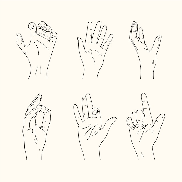 Free vector elegant line art hands stickers