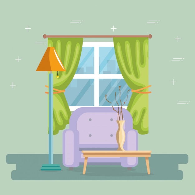 Free Vector elegant living room scene