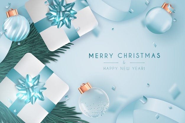 Free Vector elegant merry christmas and new year card with pantone design