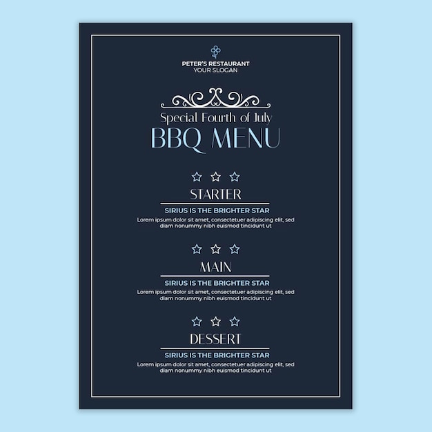 Elegant ornamental peter's fourth of july bbq menu