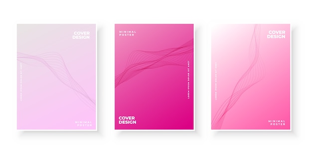 Free Vector elegant pink gradient cover collection with wavy shapes