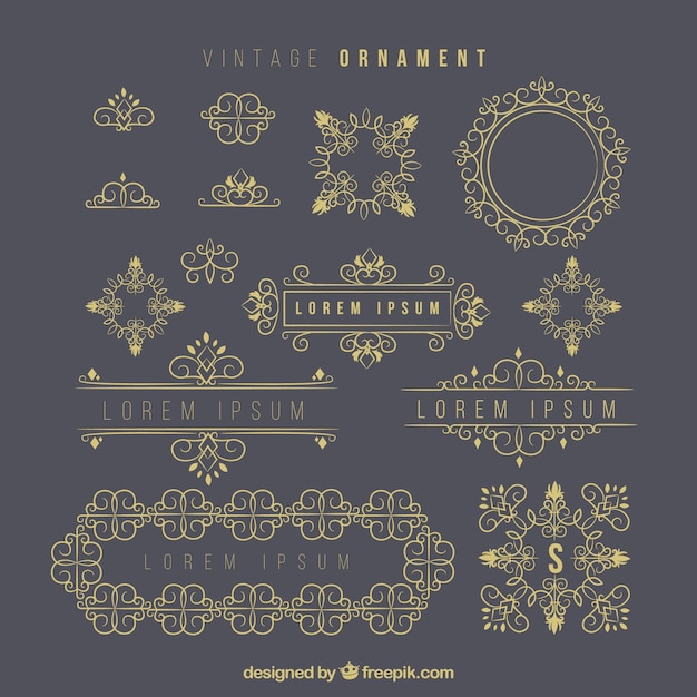 Free vector elegant set of vintage ornaments