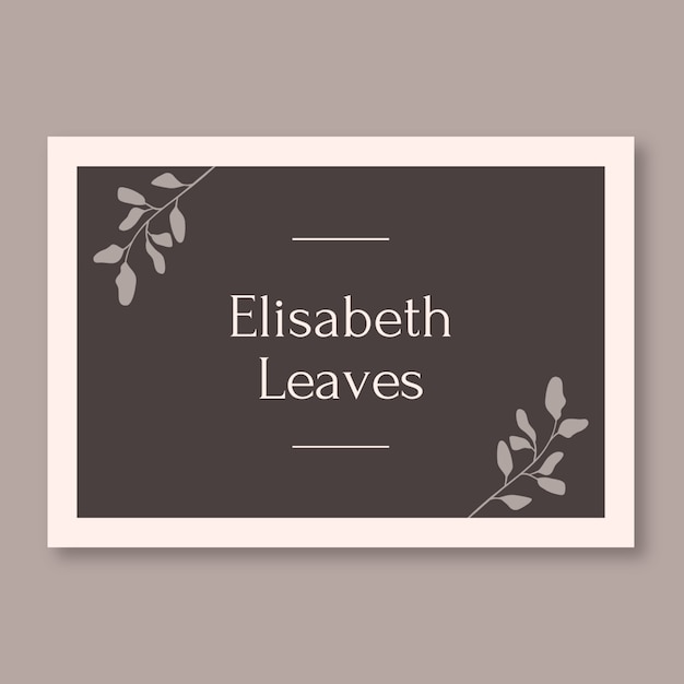 Elegant simple leaves wedding name tag