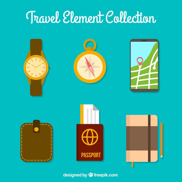 Free vector elegant travel element collection