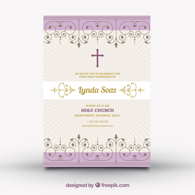 Elegant vintage first communion invitation