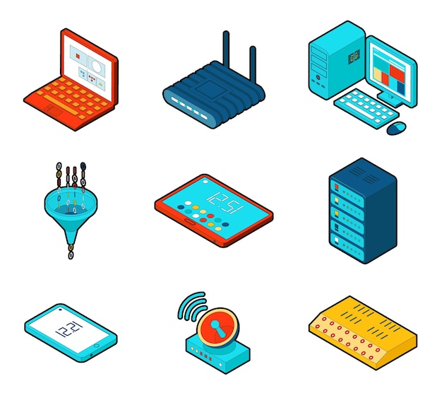 Free Vector elements of cloud computing network.