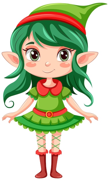 Free vector elf girl cartoon christmas character