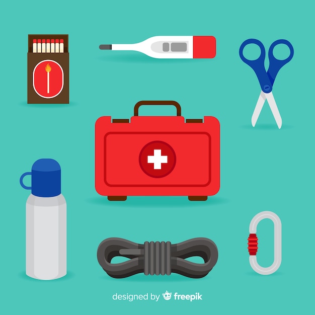 Free vector emergency survival kit in flat style