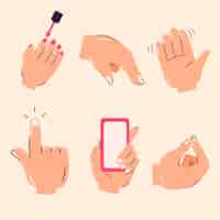 Free vector emoji hands element set